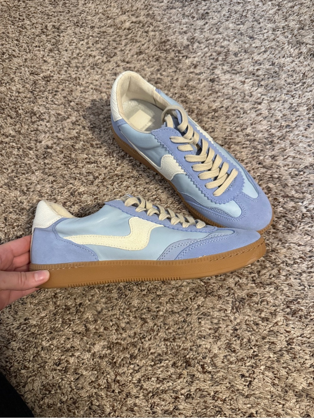 Dolce Vita Powder Blue and Cream Retro Sneakers